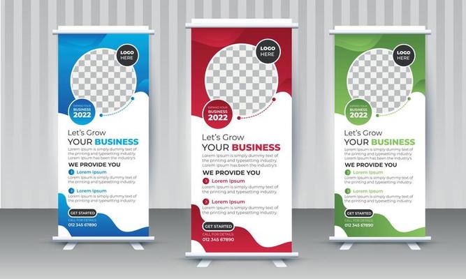 modern-corporate-business-roll-up-banner-design-template-with-multiple-color-blue-red-green-free-vector